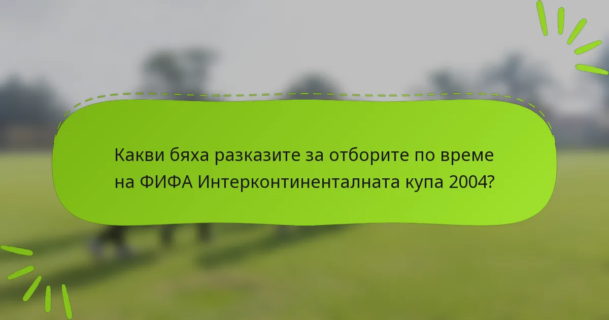Какви бяха разказите за отборите по време на ФИФА Интерконтиненталната купа 2004?